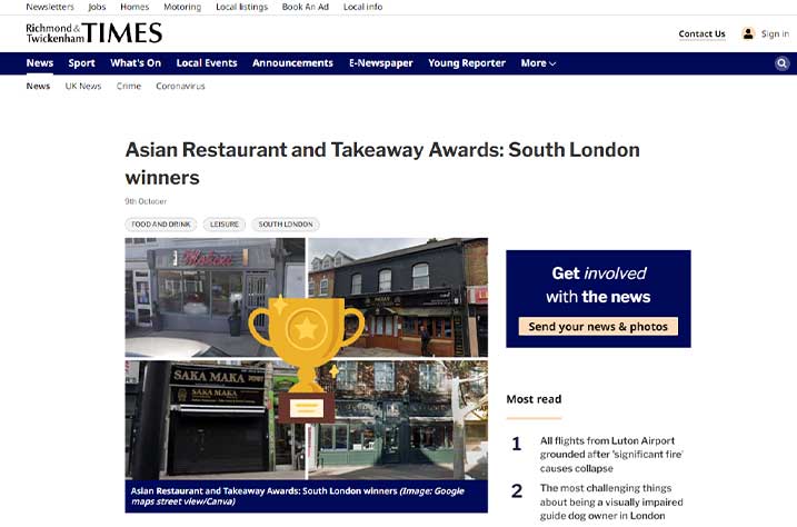 Asian Restaurant and Takeaway Awards: South London winners