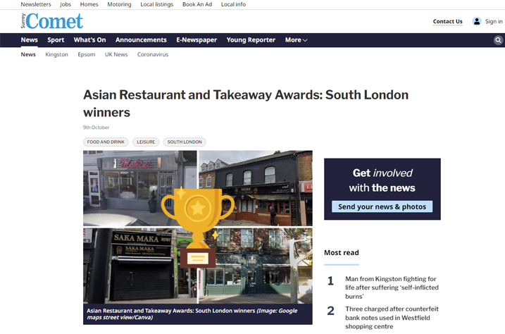 Asian Restaurant and Takeaway Awards: South London winners