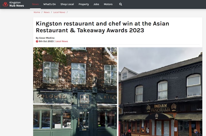 Kingston restaurant and chef win at the Asian Restaurant & Takeaway Awards 2023