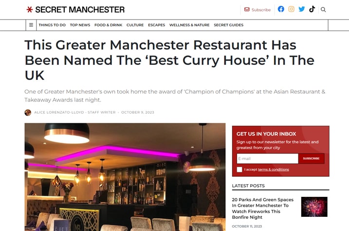 This Greater Manchester Restaurant Has Been Named The ‘Best Curry House’ In The UK