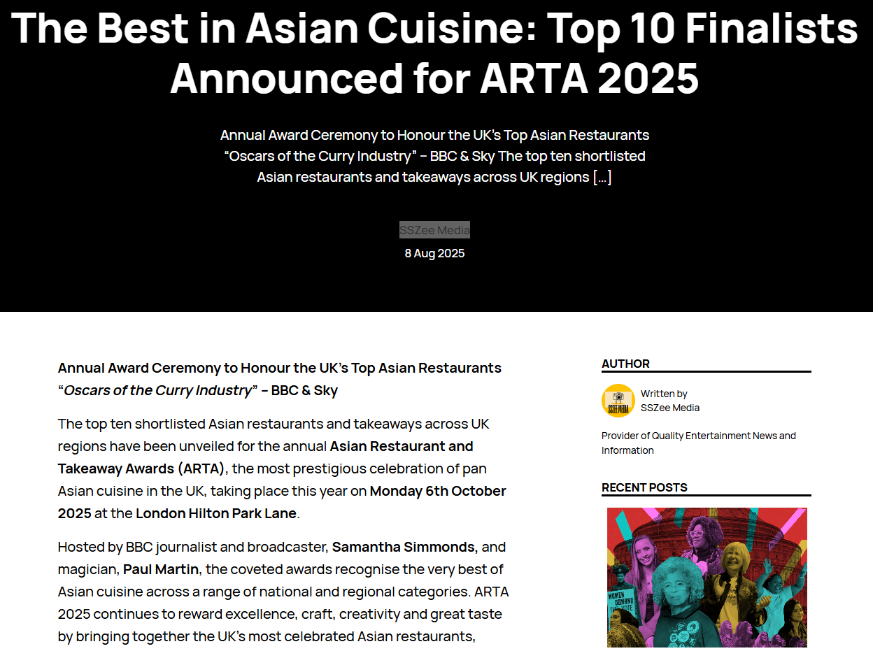 The Best in Asian Cuisine: Top 10 Finalists Announced for ARTA 2025