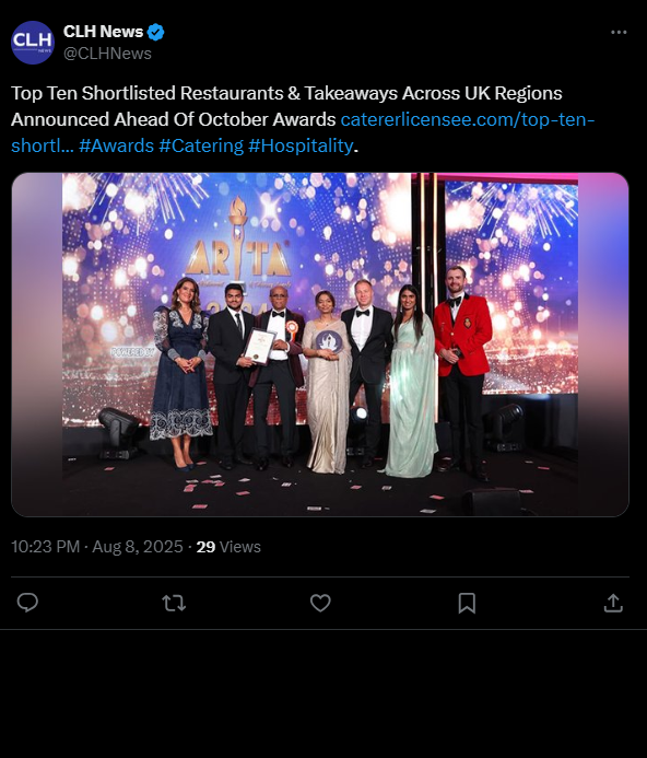 Top Ten Shortlisted Restaurants & Takeaways Across UK Regions Announced Ahead Of October Awards