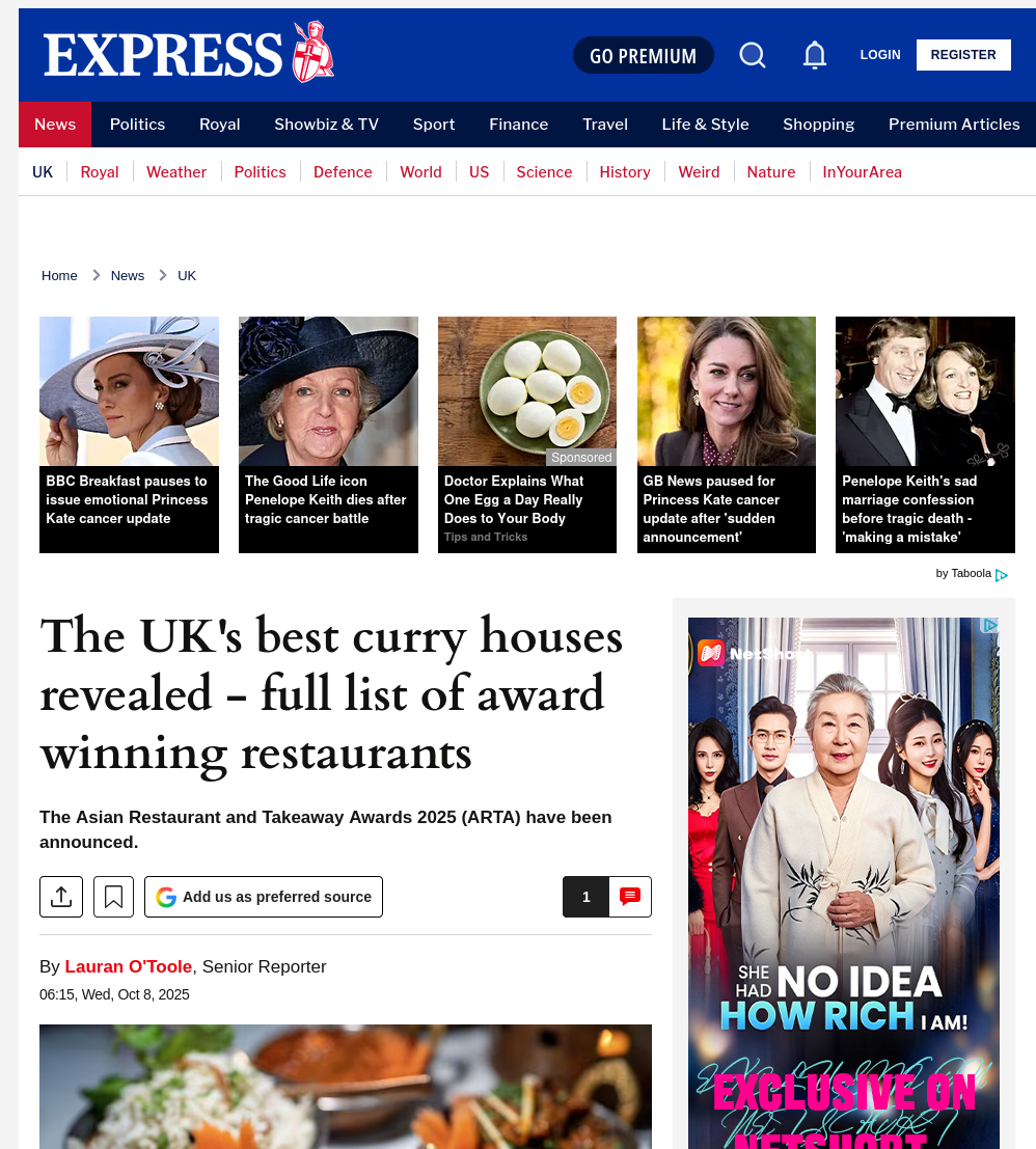 The UK's best curry houses revealed - full list of award winning restaurants