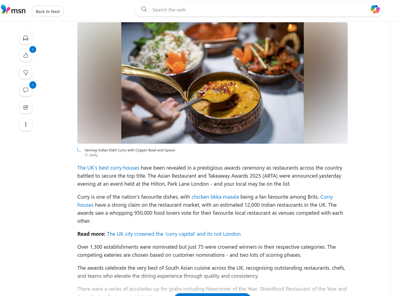 The UK's best curry houses revealed - full list of award winning restaurants