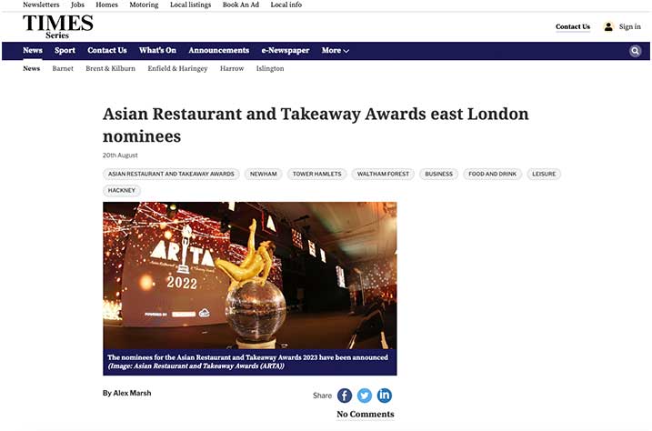 Inaugural Asian Restaurant and Takeaway Awards launches Newspaper