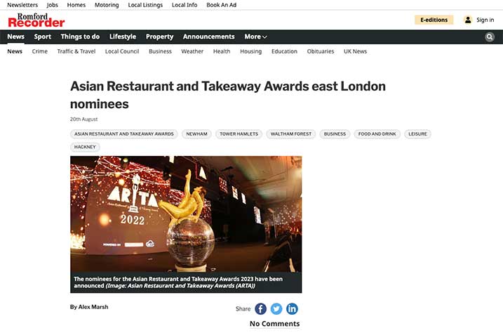 Inaugural Asian Restaurant and Takeaway Awards launches Newspaper