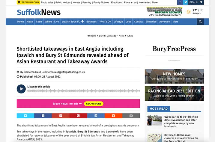 Inaugural Asian Restaurant and Takeaway Awards launches Newspaper